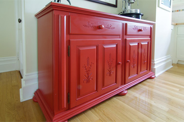 red painted bureau