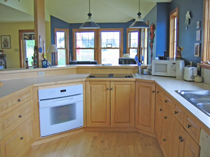 kitchen looks out the windows
