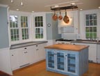 blue painted kitchen