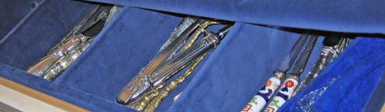 blue velvet lined silver drawer
