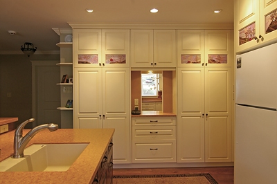 wall of designer cabinetry
