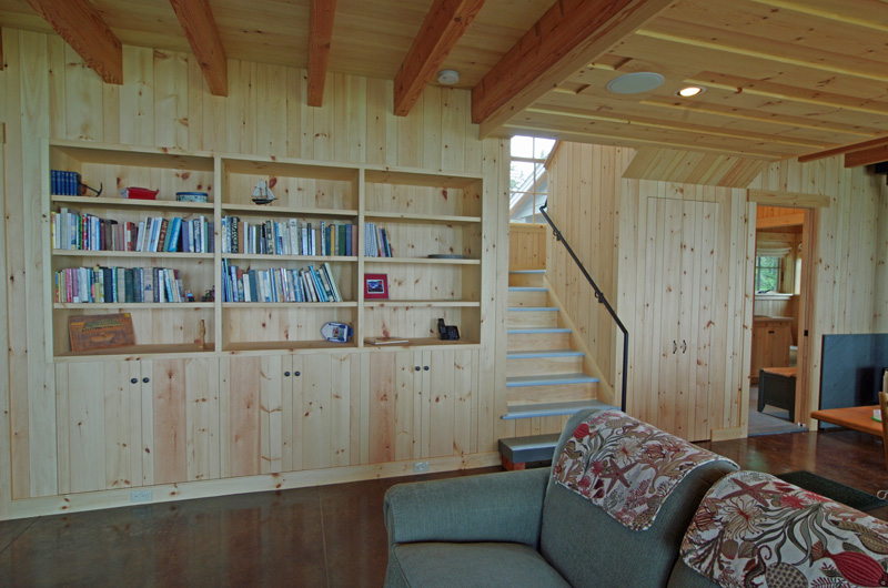 built-in book shelves