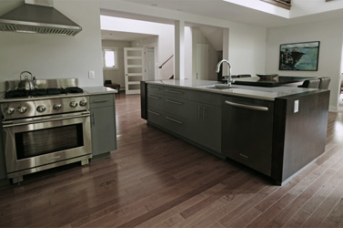 kitchen island with stone countertop