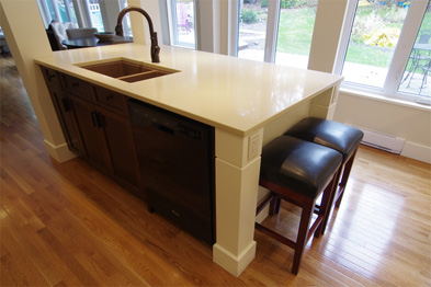 brown sinks in kitchen island